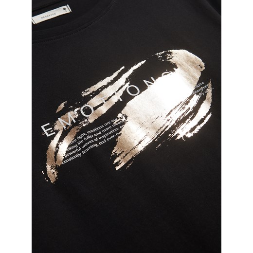 Reserved - T-shirt z nadrukiem - czarny Reserved XS Reserved