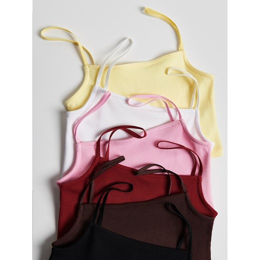 Reserved - Krótki top na ramiączkach - ciemnobrązowy Reserved XL Reserved