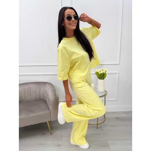 Żółty Komplet T-shirt Oversize + Spodnie Modnakiecka.pl 46 ModnaKiecka.pl