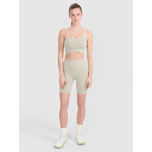 Damskie legginsy kolarki treningowe 4F 4FRSS25TFSTF091 - beżowe ze sklepu Sportstylestory.com w kategorii Szorty - zdjęcie 179603580
