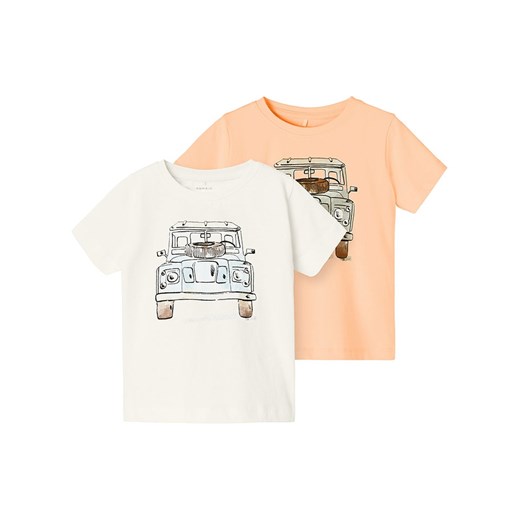 name it Koszulki (2 szt.) w kolorze pomarańczowo-białym ze sklepu Limango Polska w kategorii T-shirty chłopięce - zdjęcie 179605810