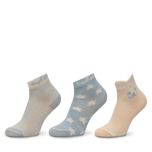 Zestaw 3 par wysokich skarpet dziecięcych Guess H5RZ04 Z3G10 Niebieski Guess 0/6M eobuwie.pl