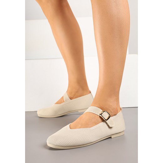 Jasnobeżowe Balerinki Ozdobione Paskiem Avanellia Renee 40 okazyjna cena renee.pl