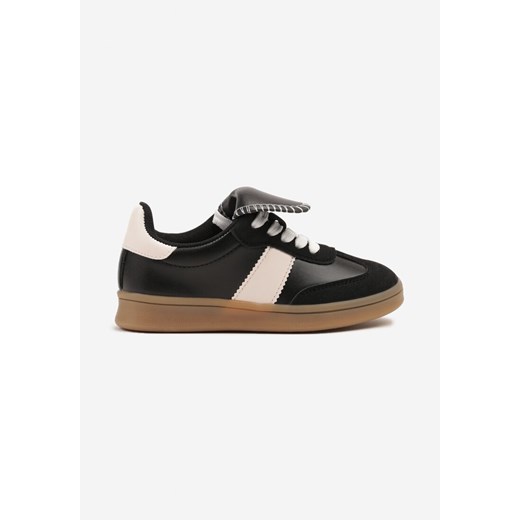 Czarne Buty Sportowe w Stylu Klasycznych Tenisówek z Wywiniętym Językiem Ulonariela ze sklepu born2be.pl w kategorii Buty sportowe dziecięce - zdjęcie 179611703