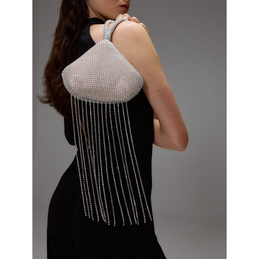 Reserved - Mini torebka ze strasu - kremowy Reserved ONE SIZE okazja Reserved