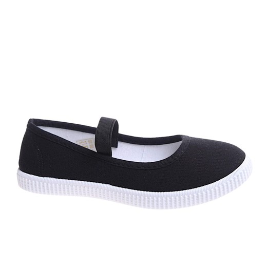 Wsuwane czarne dziewczęce tenisówki balerinki czeszki z paseczkiem /F1-2 17482 T127/ ze sklepu Pantofelek24.pl w kategorii Trampki dziecięce - zdjęcie 179617024