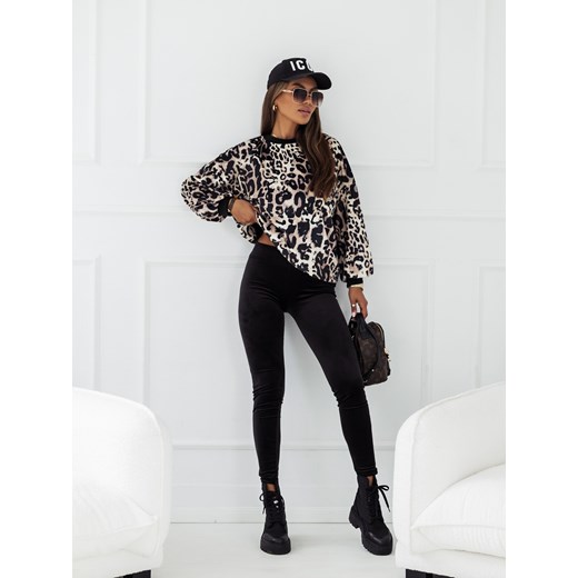 KOMPLET DRESOWY LEGGINSY+ BLUZA W PANTERKĘ+ CZARNY ze sklepu olika.com.pl w kategorii Komplety i garnitury damskie - zdjęcie 179618004