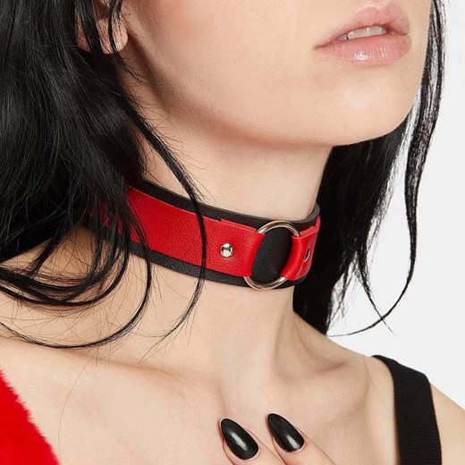 Dwukolorowy choker - Czarno-czerwony ze sklepu Intimica.pl w kategorii Naszyjniki - zdjęcie 179620832