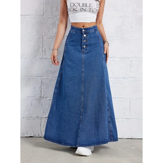 Spódnica maxi denim - Ciemnoniebieski XS ze sklepu Intimica.pl w kategorii Spódnice - zdjęcie 179625931