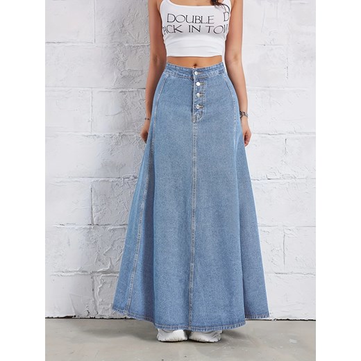 Spódnica maxi denim - Jasnoniebieski XS ze sklepu Intimica.pl w kategorii Spódnice - zdjęcie 179625932