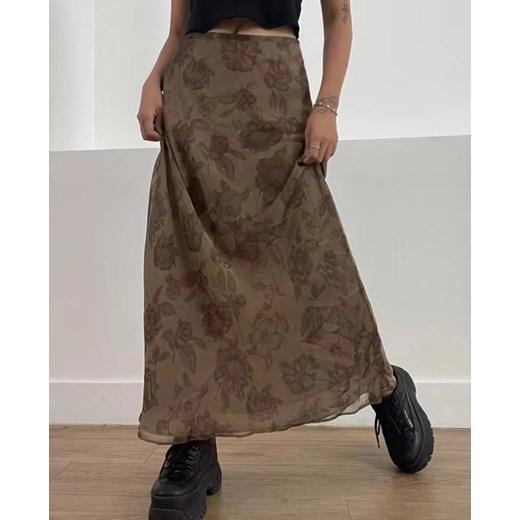 Spódnica maxi khaki - Khaki S ze sklepu Intimica.pl w kategorii Spódnice - zdjęcie 179625972