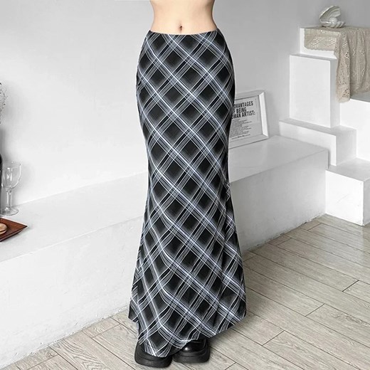 Spódnica maxi w kratę - Szary S ze sklepu Intimica.pl w kategorii Spódnice - zdjęcie 179625990