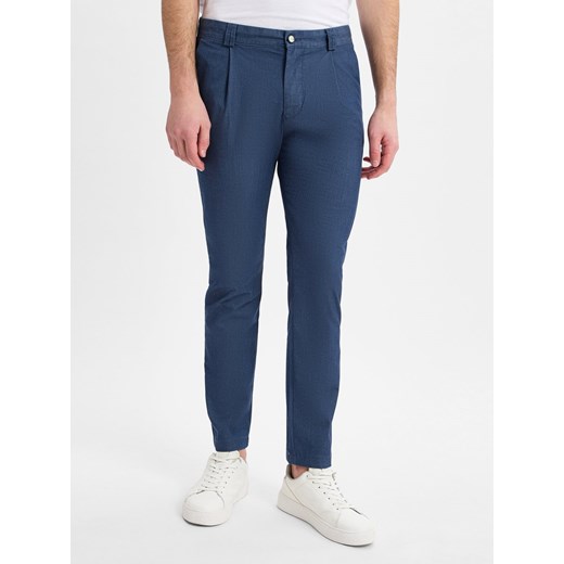 Finshley & Harding Męskie spodnie plisowane - Todd Tapered Slim Fit Mężczyźni indygo jednolity ze sklepu vangraaf w kategorii Spodnie męskie - zdjęcie 179631191