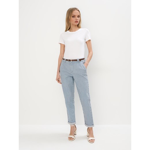 Mohito - Jeansy chino slim z paskiem - błękitny ze sklepu Mohito w kategorii Jeansy damskie - zdjęcie 179631420
