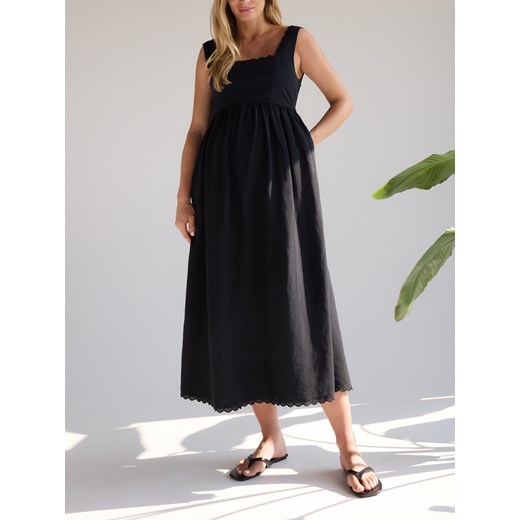 Sukienka Reserved na ramiączkach rozkloszowana midi z okrągłym dekoltem z wiskozy 