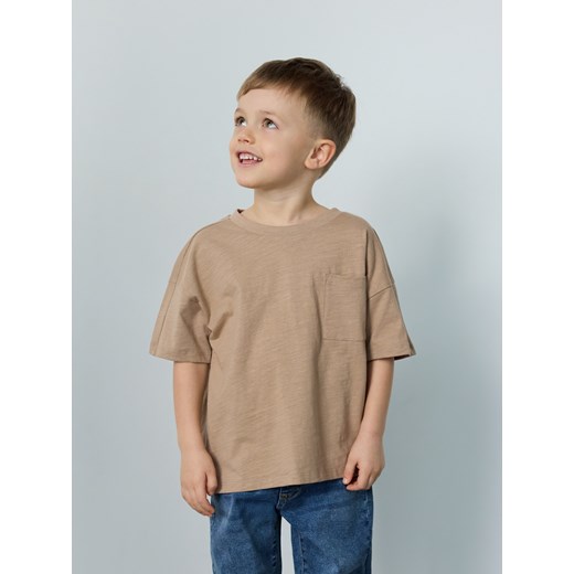 Reserved - Bawełniany t-shirt oversize - warm olive ze sklepu Reserved w kategorii T-shirty chłopięce - zdjęcie 179640682