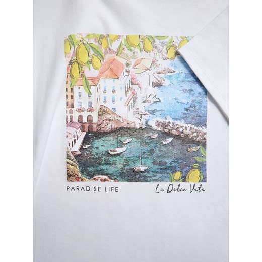 Reserved - T-shirt z nadrukiem - biały Reserved XL Reserved