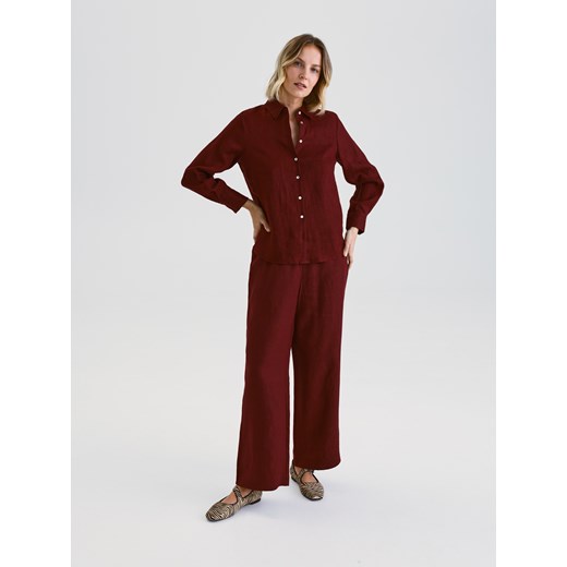 Reserved - Lniana koszula - bordowy Reserved S Reserved