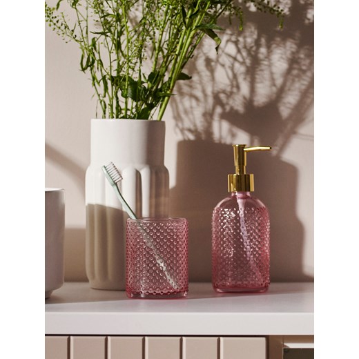 Sinsay - Zestaw łazienkowy w wytłaczane kropki - różowy Sinsay One Size Sinsay