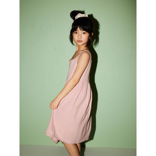 Reserved - Wiskozowa sukienka z dodatkiem lnu - brudny róż Reserved 122 (6-7 lat) Reserved