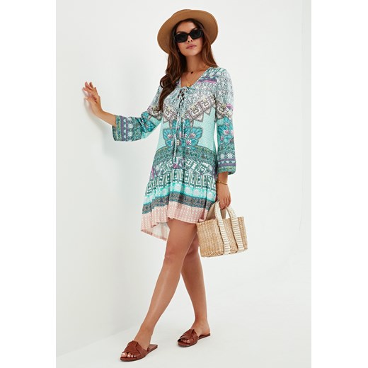 Sukienka trapezowa z długim rękawem w stylu boho ze sklepu Jacinshop w kategorii Sukienki - zdjęcie 179645992