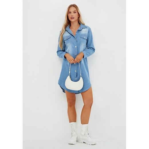 Sukienka jeansowa z długim rękawem ze sklepu Jacinshop w kategorii Sukienki - zdjęcie 179646244
