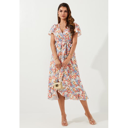 Sukienka z krótkim rękawem i dekoltem V-neck ze sklepu Jacinshop w kategorii Sukienki - zdjęcie 179646572