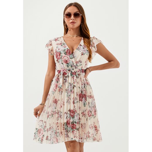 Sukienka mini rozkloszowana w kwiaty ze sklepu Jacinshop w kategorii Sukienki - zdjęcie 179647213