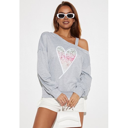 Bluzka z długim rękawem cold shoulder z sercem ze sklepu Jacinshop w kategorii Bluzki damskie - zdjęcie 179648002
