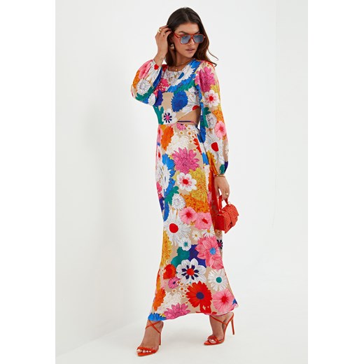 Sukienka maxi w duże kwiaty z długim rękawem ze sklepu Jacinshop w kategorii Sukienki - zdjęcie 179648460