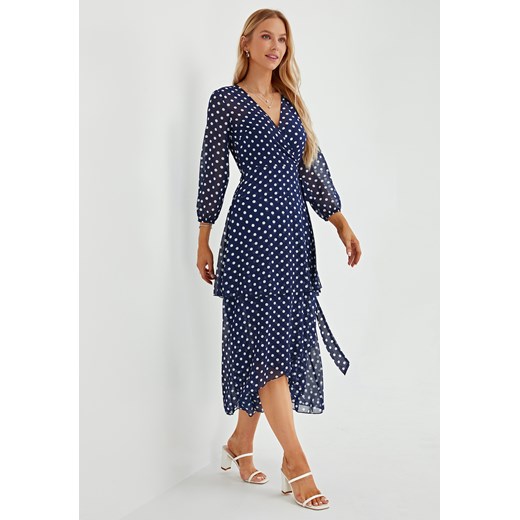 Sukienka maxi w grochy z długim rękawem ze sklepu Jacinshop w kategorii Sukienki - zdjęcie 179648523