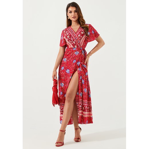 Sukienka maxi z krótkim rękawem w stylu boho ze sklepu Jacinshop w kategorii Sukienki - zdjęcie 179648562