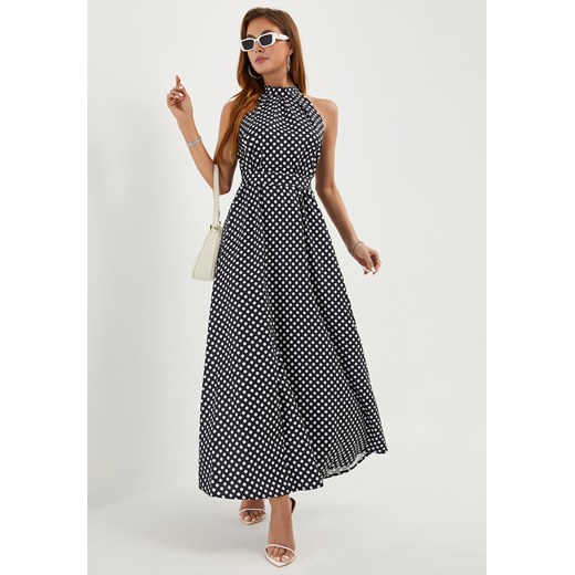 Sukienka maxi w grochy zakładana na szyję Jacinshop 3XL Jacinshop