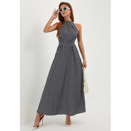 Sukienka maxi w grochy zakładana na szyję Jacinshop L Jacinshop