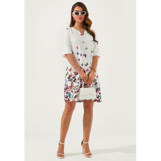 Sukienka mini w motyle z rękawem 3/4 ze sklepu Jacinshop w kategorii Sukienki - zdjęcie 179649250