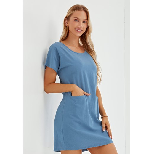 Sukienka mini oversize z krótkim rękawem ze sklepu Jacinshop w kategorii Sukienki - zdjęcie 179649743