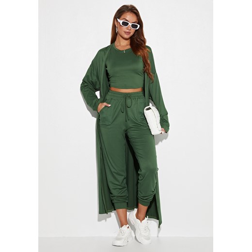 Komplet z narzutką spodniami i crop topem ze sklepu Jacinshop w kategorii Komplety i garnitury damskie - zdjęcie 179650023