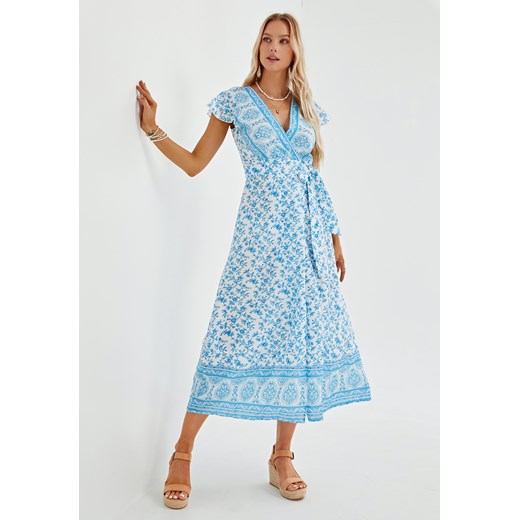 Sukienka z krótkim rękawem i głębokim dekoltem w stylu hippie ze sklepu Jacinshop w kategorii Sukienki - zdjęcie 179650371