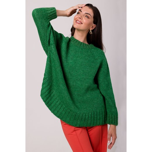 Sweter z nietoperzowymi rękawami - szmaragdowy ze sklepu Cudmoda w kategorii Swetry damskie - zdjęcie 179651381
