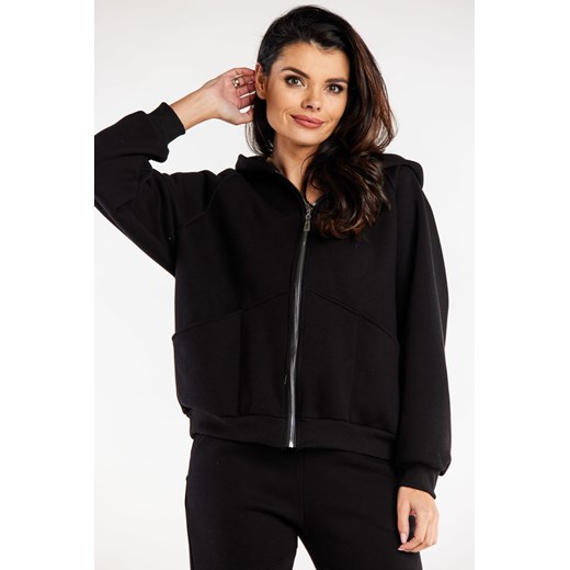 Sportowa bluza damska z kapturem - czarna ze sklepu Cudmoda w kategorii Bluzy damskie - zdjęcie 179651580