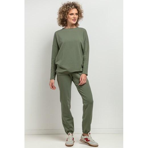 Prosta bluza dresowa - zielona ze sklepu Cudmoda w kategorii Bluzy damskie - zdjęcie 179651893