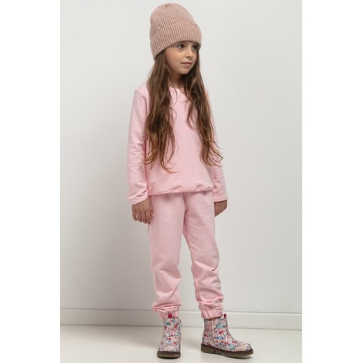 Prosta bluza ze stójką dla dziewczynki - jasnoróżowa ze sklepu Cudmoda w kategorii Bluzy dziewczęce - zdjęcie 179651973