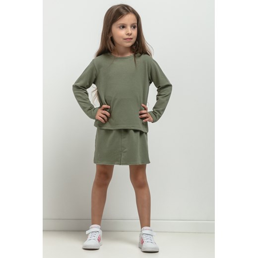 Krótka bluza dresowa dla dziewczynki - zielona ze sklepu Cudmoda w kategorii Bluzy dziewczęce - zdjęcie 179651993