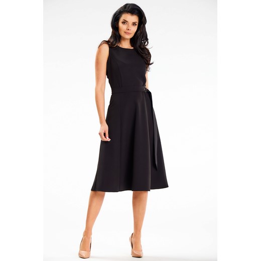 Elegancka sukienka midi rozkloszowana - czarna ze sklepu Cudmoda w kategorii Sukienki - zdjęcie 179652504
