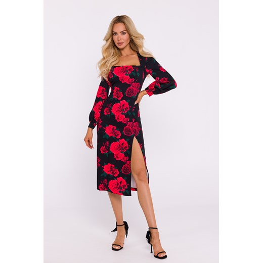 Elegancka sukienka midi z nadrukiem – model 1 ze sklepu Cudmoda w kategorii Sukienki - zdjęcie 179653842