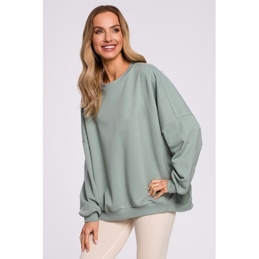 Bluza oversize ze ściągaczem na dole – miętowa ze sklepu Cudmoda w kategorii Bluzy damskie - zdjęcie 179653962
