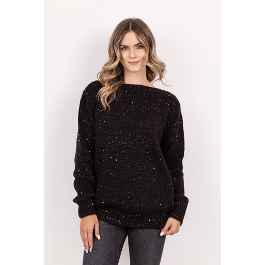 Miękki sweter oversize – czarny ze sklepu Cudmoda w kategorii Swetry damskie - zdjęcie 179654003