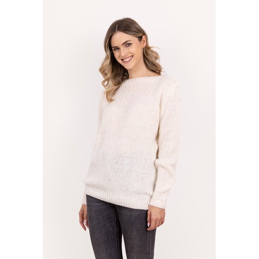 Miękki sweter overdrive – ecru ze sklepu Cudmoda w kategorii Swetry damskie - zdjęcie 179654004