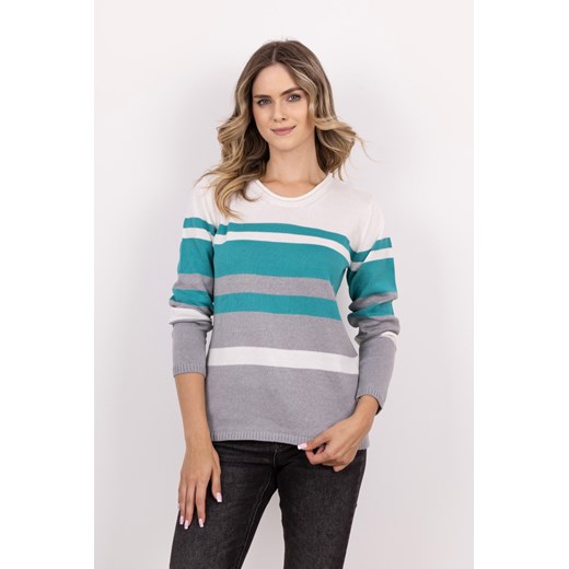 Sweter damski w paski - szary ze sklepu Cudmoda w kategorii Swetry damskie - zdjęcie 179654124