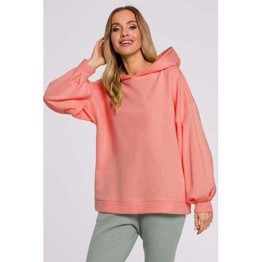 Bluza oversize z kapturem – koralowa ze sklepu Cudmoda w kategorii Bluzy damskie - zdjęcie 179654130